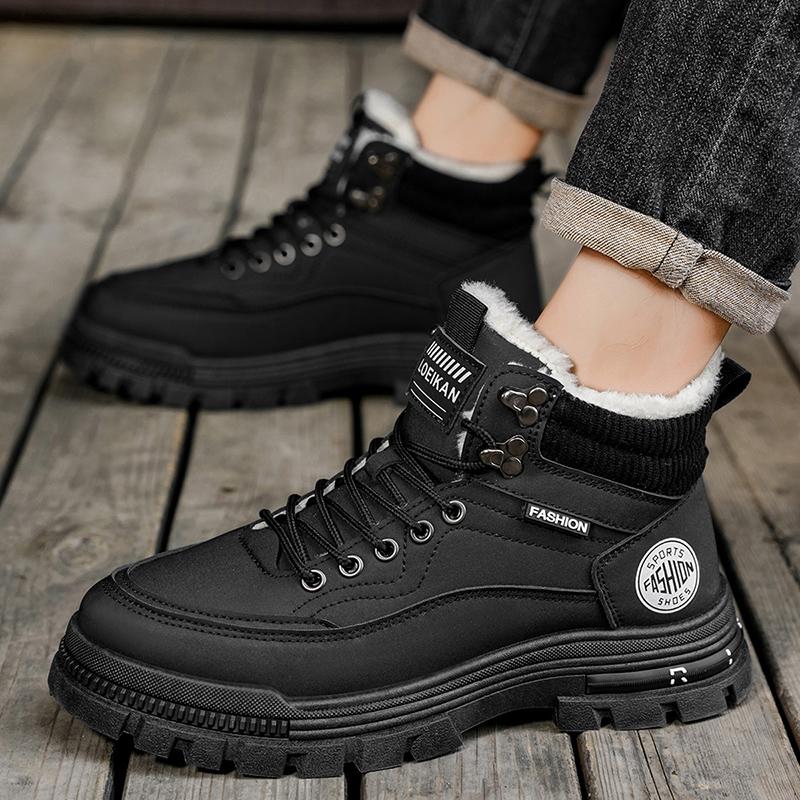 Men's Casual Winter Slip-resistant Fashion High Top Work Shoes Plus Size Outdoor Comfort Shoe Wear-resistant Thicken Cotton Shoe