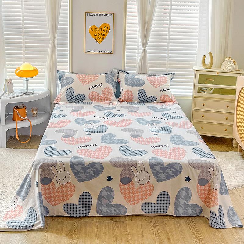 1pc 100% Cotton Bedsheet Cartoon Style Bed Linen Skin-friendly Flat Bed Sheet Adults Kids Sheets Drap De Lit (No Pillowcase)