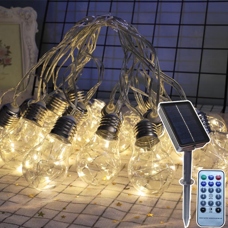 XuanYong Solar Warm White Threaded Bulb String Lights with Remote