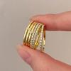 Gold-Tone Zirconia Pave Open Band Ring Set for Women