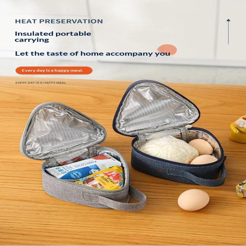 Portable Triangle Insulation Lunch Bag For Rice Vegetable Roll Milk Sandwich Egg Breakfast - Keep Food Warm Cool