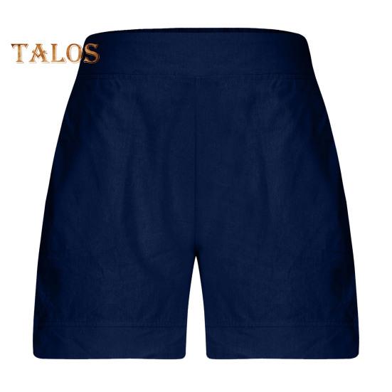 Women's Cotton Linen Shorts Elastic Waist Baggy Short Pants with Pockets Casual Knee-Length Summer Shorts