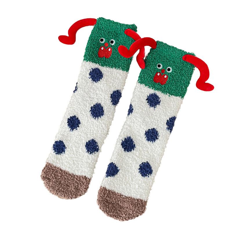 Cartoon Ausdruckssocken Mittelrohrsocken Saison Verdickt Warm Schlaf-Bodensocken Niedliche Plüsch Korallenfleece Socken