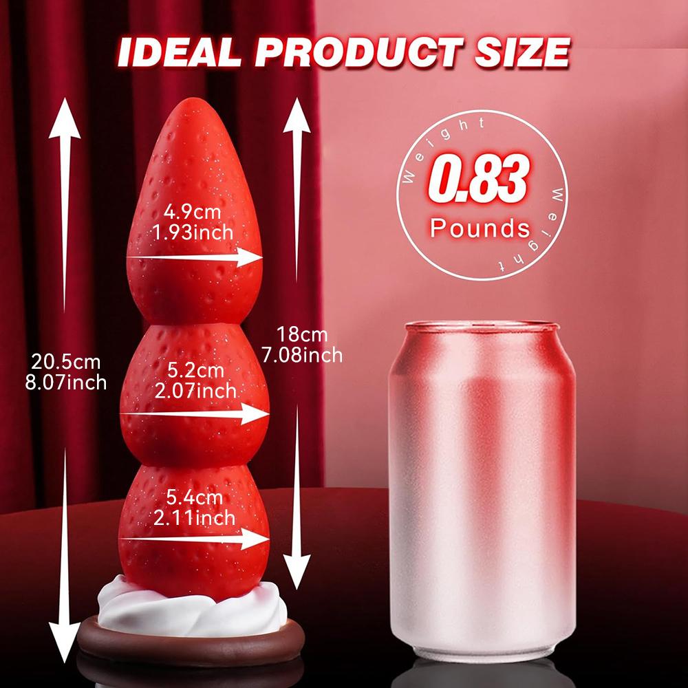 Monster Dildo Strawberry Adult Sex Toy Soft Butt Plug Anal Dilator Stimulate Anus Beads Strong Suction Cup Sexy Toys Anal Plug