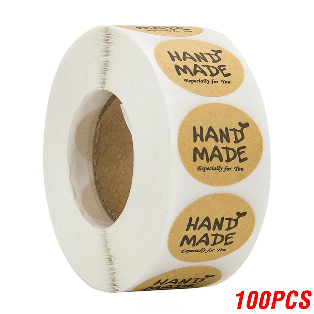 

100-500pcs Vintage Kraft Paper Stickers Scrapbook Gift Stationery Label Stickers Handmade With Love Thank You For The Stickers
