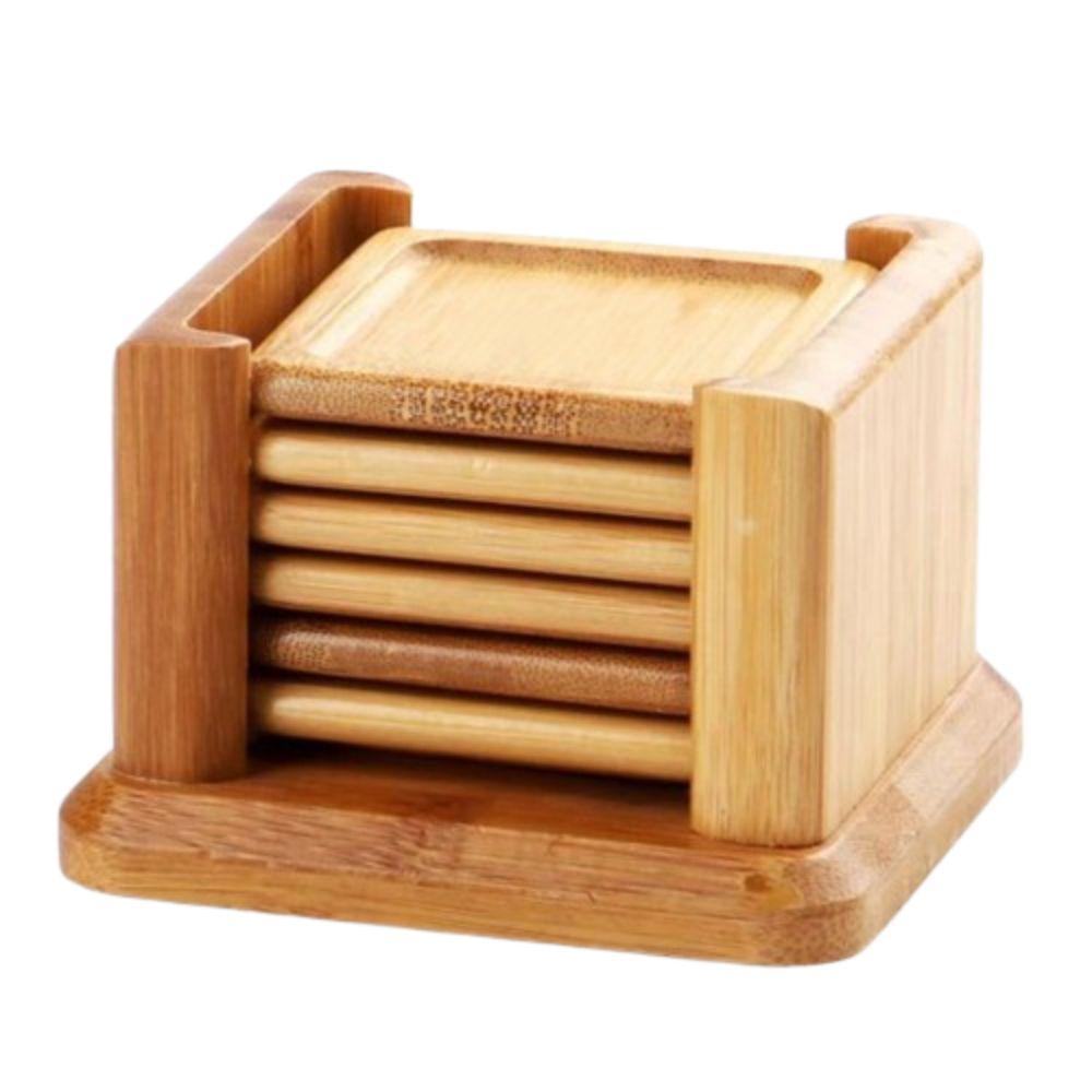 

6Pcs Round/Square Shaped Cup Rest Holder with Storage Holder Drink Coaster Tabletop Protection Square