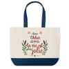 Tote Bag - PLANETEE - Chloé Life Is More Beautiful - Blue Background - Cotton 40x45 Cm - No Closure