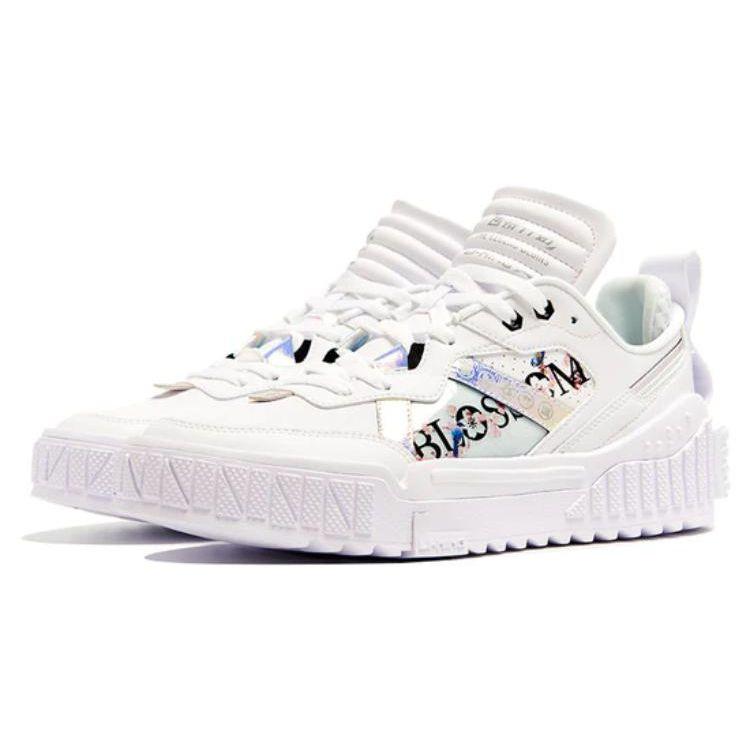 Li Ning 001 Unblock Sakura Limited Durable Breathable Low-Top Skate Shoes Women Skate Shoes White AGCR346-1