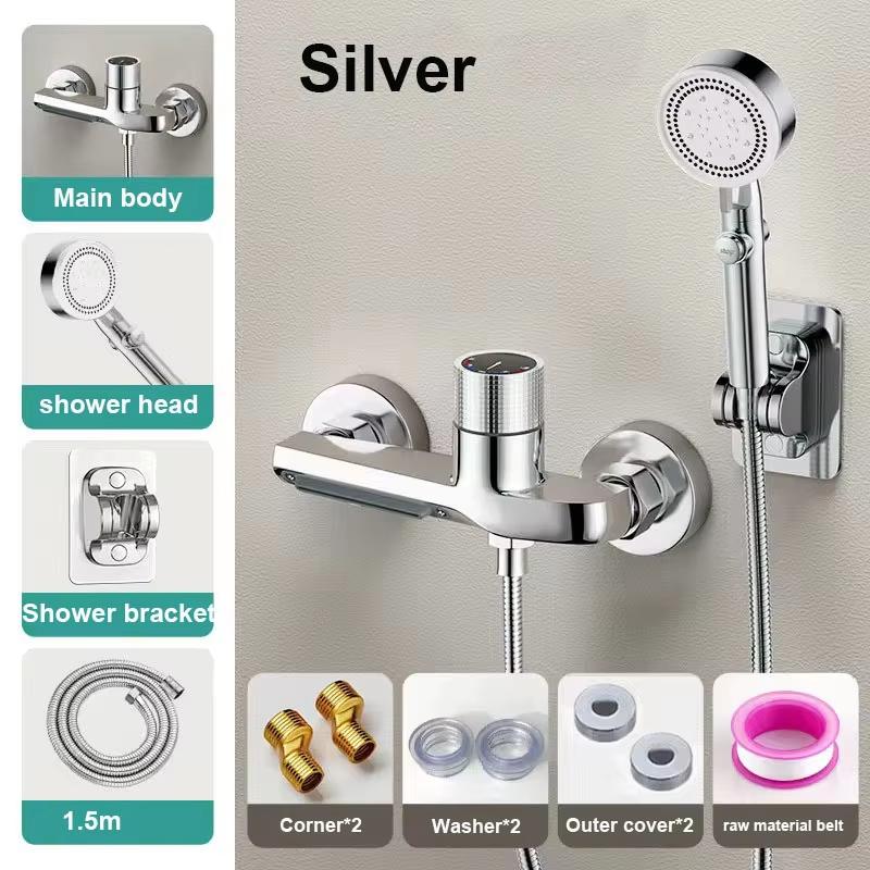 Gunmetal gray shower faucet, brass mixer valve, shower set, bathtub mixer switch, hot and cold water shower faucet