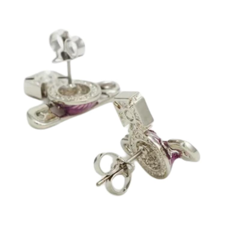 VIVIENNE WESTWOOD Kitty Saturn Pin Orbit Brass Crystal Earrings Women Earrings Purple 6201033P02P448