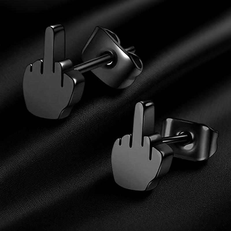Metal Punk Cool Studs Earrings For Man And Women Fashion Personality Finger Up Earrings Party Jewelry Gifts