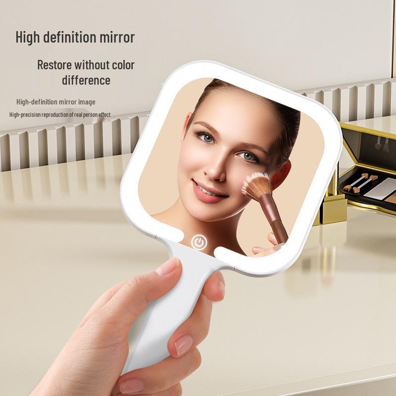 Portable LED Handheld Makeup Mirror with Customizable Light for Beauty and Dressing Table
