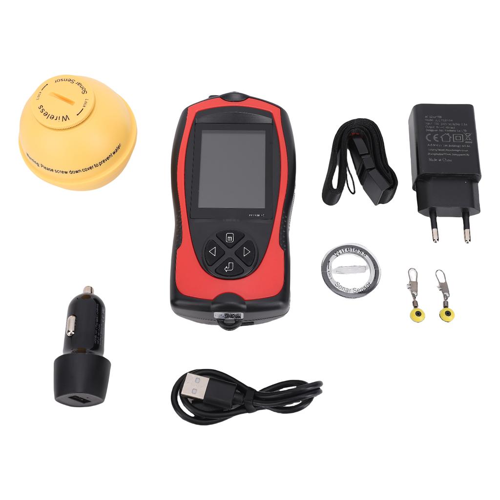 Portable Fish Finder Transducer Sonar Sensor LCD Screen Echo Sounder with Fish Attractive Lamp FF1108 1CWLA