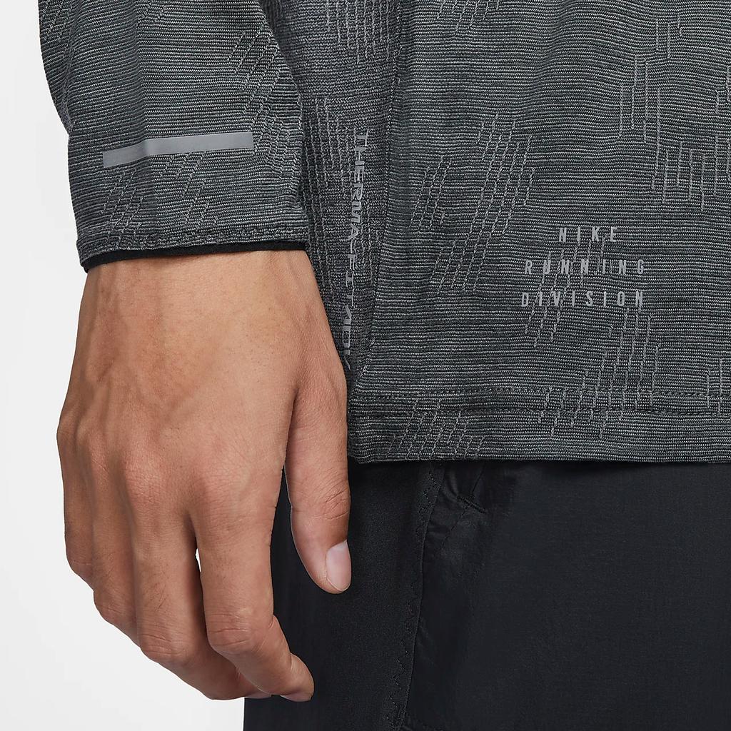 Nike Therma-Fit Adv Running Division Comfortable Warm Soft Raglan Long Sleeve T-Shirt Men Tops Black Iron-Gray FZ1126-010