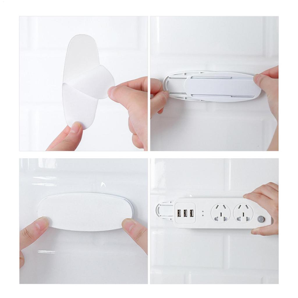 Self-adhesive Power Strip Organizer Fixer Wire Socket Power Strip Hanging Sliding Rail Plastic Home Cable Plug Holder Rack