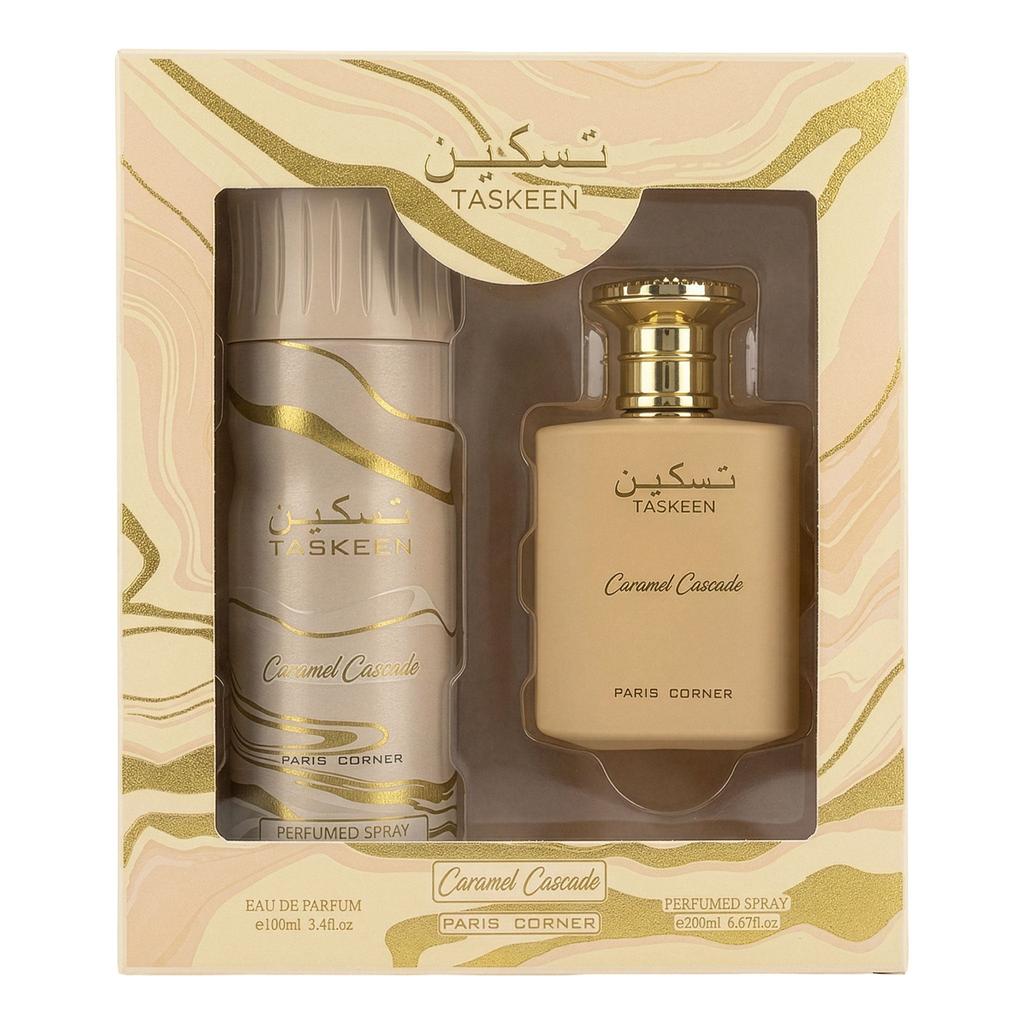 Paris Corner Taskeen Caramel Cascade Eau de Parfum 100ml + Deodorant Spray 200ml