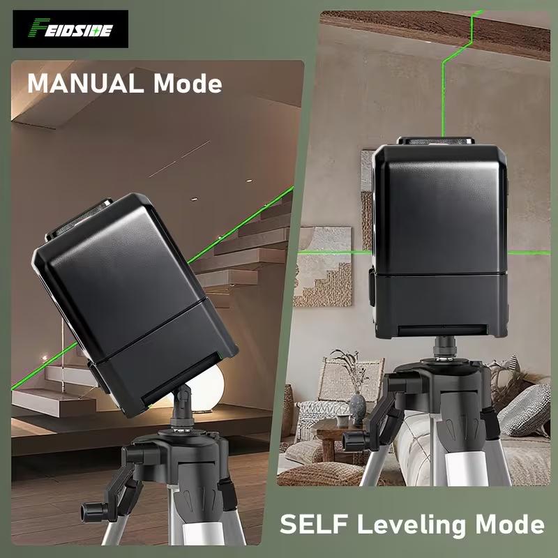 High-Precision Portable Green Laser Level with Infrared 2-Line Projection for Home Use