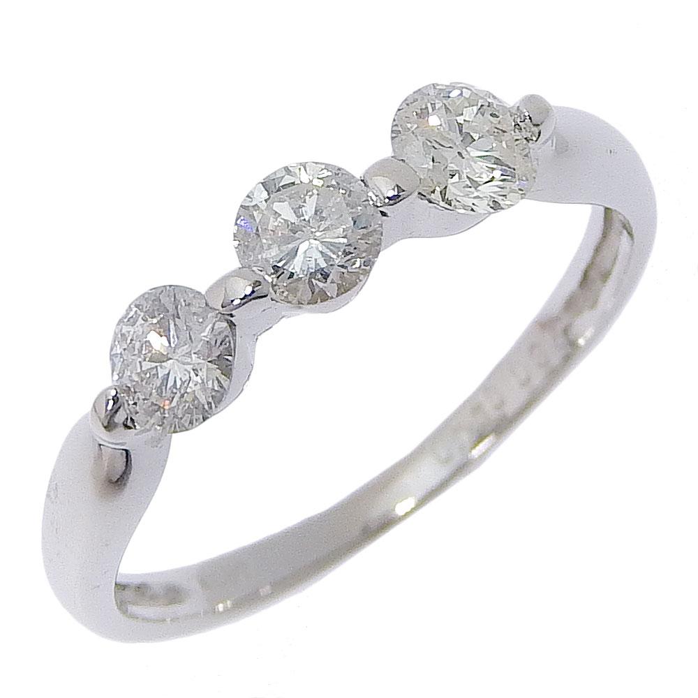 

3P Ring K18 white gold/diamond #4.9(US Size) 1.5g Women Used