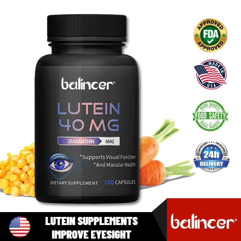 Lutein capsules contain 40mg lutein and 6mg zeaxanthin helping to relieve eye fatigue protect vision and eye health120 capsules