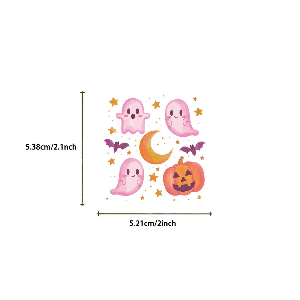 50Pcs Transparent Cartoon Pink Halloween Sticker Packs, Waterproof Transparent PET Hand Account Decorative Guitar Notebook Stickers