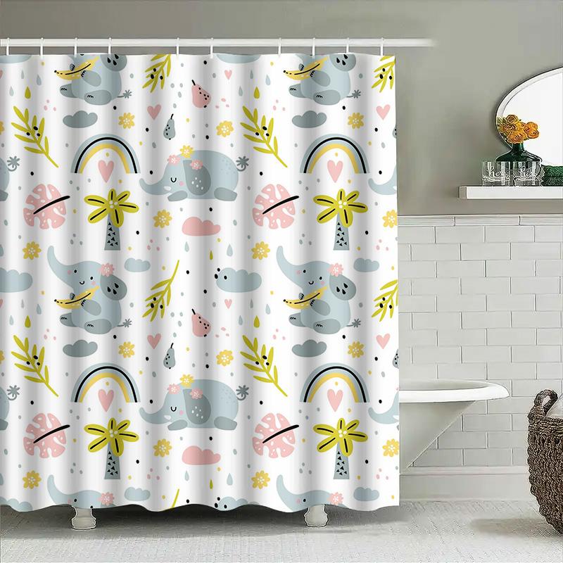 

Colorful Cartoon Elephant Shower Curtain Soft Fabric Waterproof Home Decor for Bathroom Accessories in Various Sizes 90x180cm