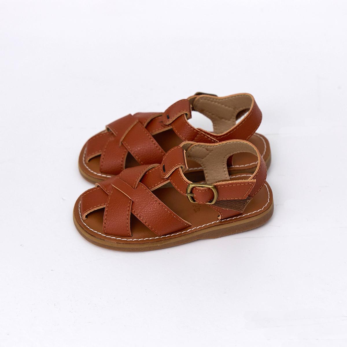 

[BABYZZAM] letter sandals brown, sandals, 7000020398, Popular Korean Shoes 160