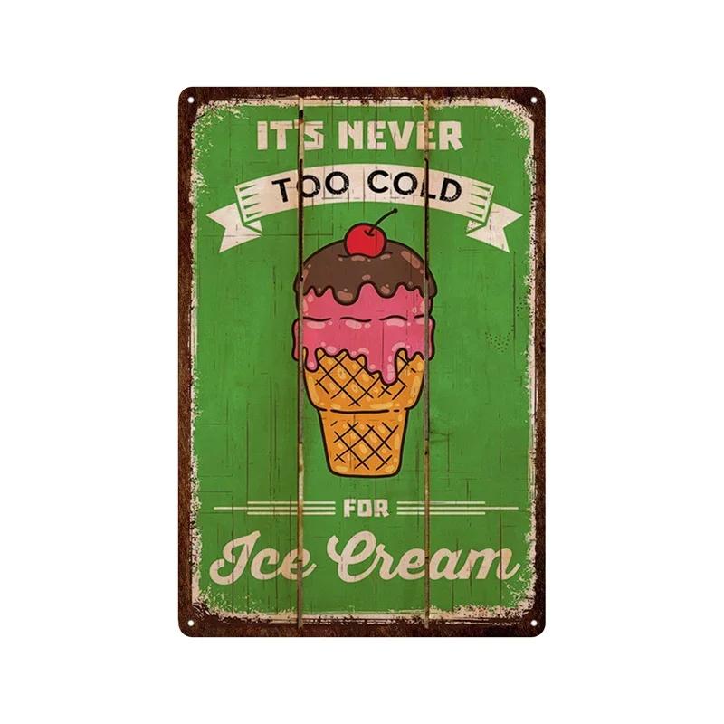 Metal Plate Tasty Cute Ice Cream Sundaes Milk Shake Painting Iron Tin Sign Wall Art Pictures For Kitchen Dessert Shop Home De