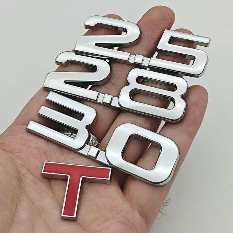 1Pcs 2.0T 2.2T 2.4T 2.5T 2.8T 3.0T Premium Metal Car Sticker Side Fender Rear Trunk Emblem Badge Decals For Any Vehicle