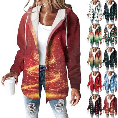Women's Coat Casual And Fashionable Composite Thick And Warm Printed Hooded Jacket
