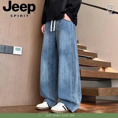 JEEP SPIRIT Men's Retro Washed Loose Fit Denim Jeans
