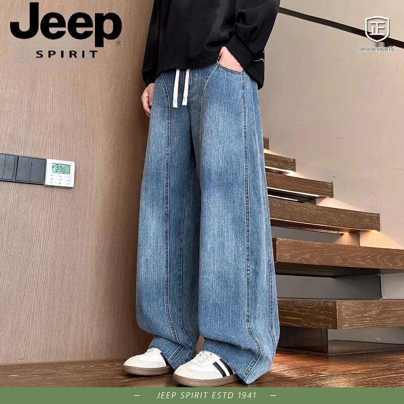JEEP SPIRIT Men s Retro Washed Loose Fit Denim Jeans 2XL
