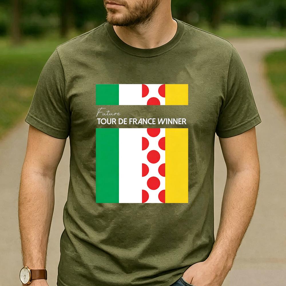2026 Cyclist Fan Cotton T Shirt Future Tour De France Winner Ireland Flag Polka Dot Jersey Graphic Unisex Road Bike Sports Tee