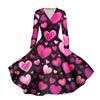 Women's Fashion Casual Valentine's Day Printed Long Sleeve V-Neck Sexy Dresses