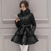 Women's Autumn Winter Warm Thin Thickened Short Slim Thin Zip Collar Bow Tie Comfortable Casual Outerwear