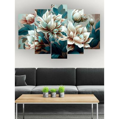 5 Piece Set "Inspiration" Modular Mural Wall Decoration Canvas Painting Artwork, Family Living Room Decoration