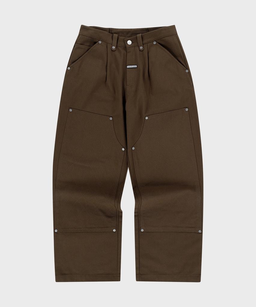THEVINYLHOUSE Stitch Double Knee Pants Brown