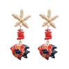 Colorful Ceramic Fish Drop Earrings for Women Starfish Stone Beaded Cartoon Beach Style Summer Jewelry Accessories