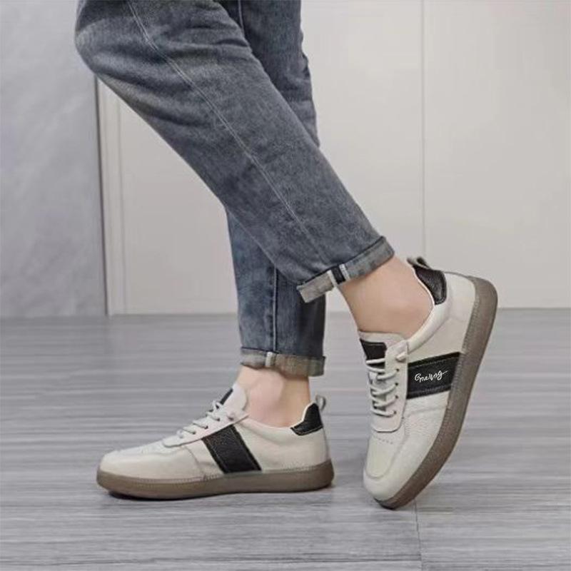 Men's shoes new fashion versatile casual board shoes fashion soft-soled leather board shoes men's green casual shoes