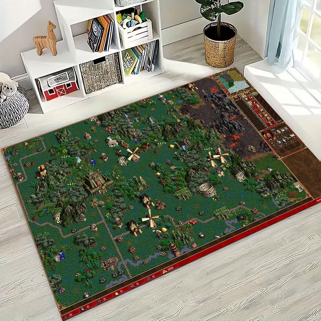 Retro Heroes of Might and Magic Map Games Art Rug for Bedroom Living Room Sofa Home Doormat Decor,Large Kids Non-slip Floor Mat