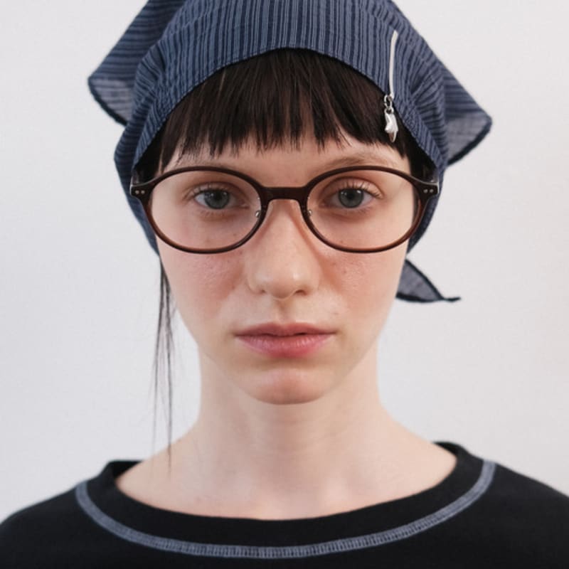 ne Page Stripe Pin-Tuck Scarf (navy)