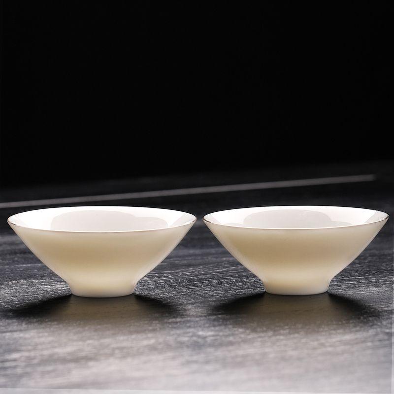 Sheep Fat Jade-colored Douli Cup, Chinese-style Ceramic Tea Cup, High-quality Porcelain Cup, Tea Set