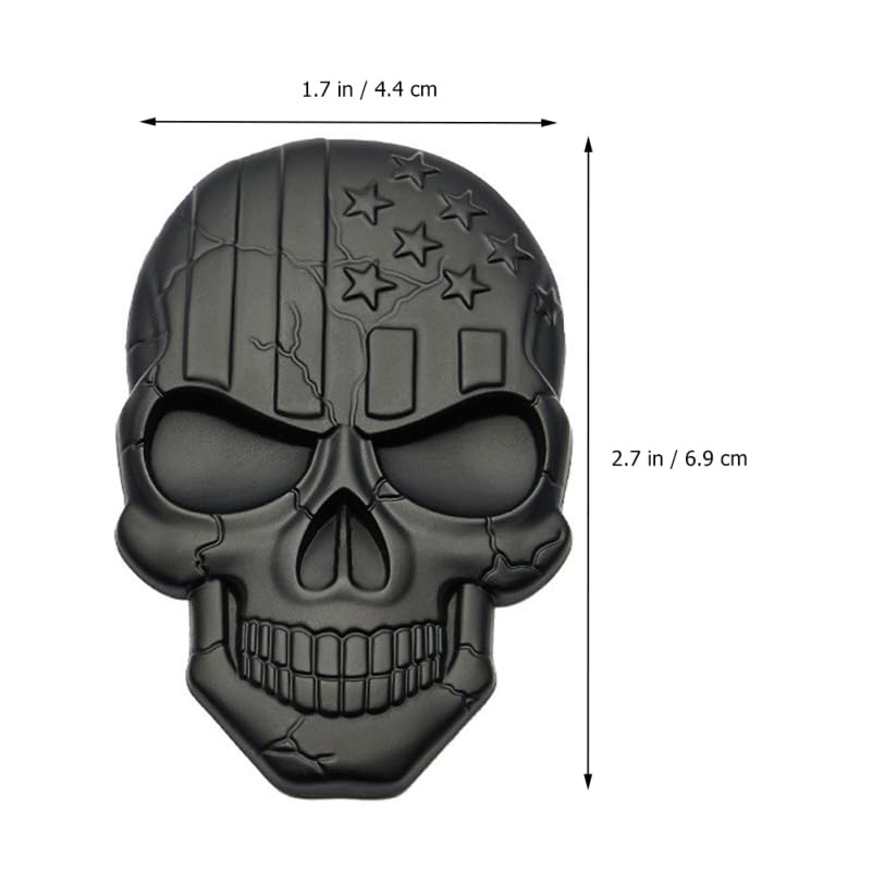 Ledmomo 1pc Skull Car Sticker Skull Head Decal Metal Skull Decal Motorcycle Emblem Badge