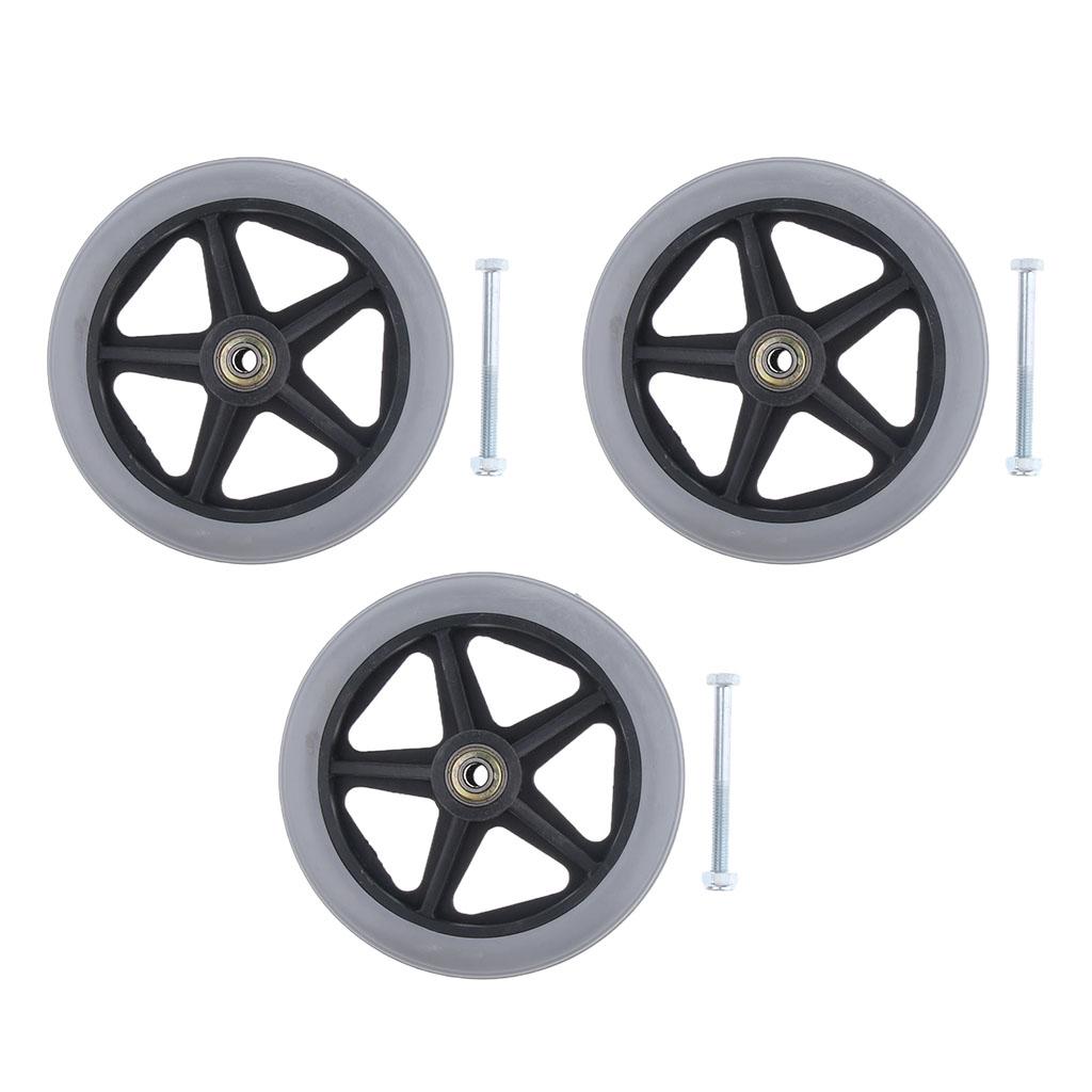 3x Polyurethane Replacement Wheels for 6 Inch Manual Carts / Wear Resistant
