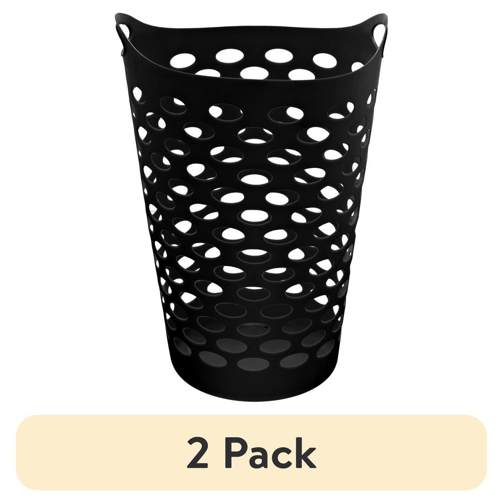 

2 Pack Flexible Plastic Round Laundry Hamper with Carrying Handles Durable Lightweight Ventilation Holes Easy Transport Home United States