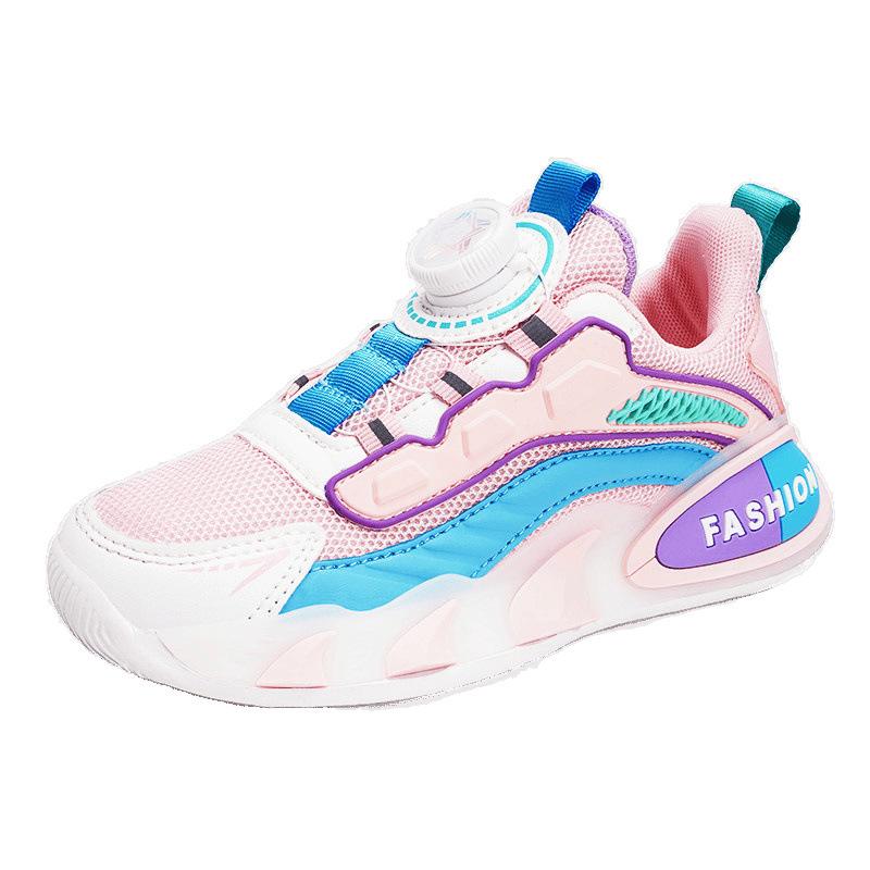 Classmates Sneakers Running Shoes Button Shoes Boys and Girls Middle-aged and Older Children Spring, Summer and Autumn Cute Casual Walking Light