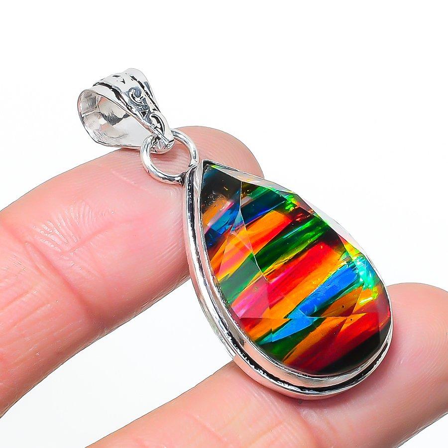 Natural Ammolite Gemastone 925 Sterling Silver Jewelry Pendant 1.85 AP-14545