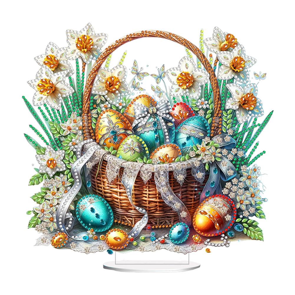 2D Flat Easter DIY Diamond Painting Desktop Ornaments Kit Special Shape Diamond Painting Desktop Decorations for Adults Beginner