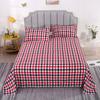 Plaid Bed Flat Sheets Home Textile Modern Single Queen King Size Bedspread Bedding Brushed Breathable Anti-Mites Mattress Cover