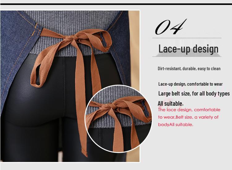 Nordic Labor Protection Denim Apron for Home and Kitchen Use - Adult Korean Style