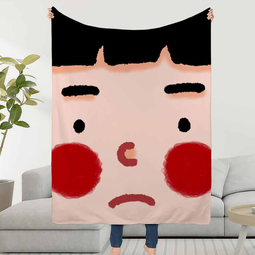 Blanket Simple Illustration Throw Super Cosy Plush Living Room Face Sofa Abstract Couch Childish Birthday Gifts 30x40in